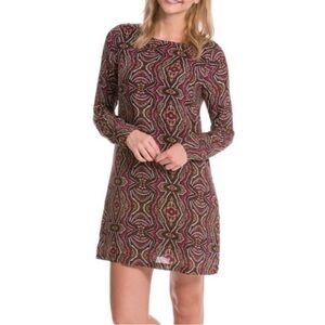 Prana Cece Dress Paisley Medallion Print Mini Shift Dress Long Sleeve Size M NWT